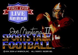 Joe Montana II Sports Talk Football Title Screen